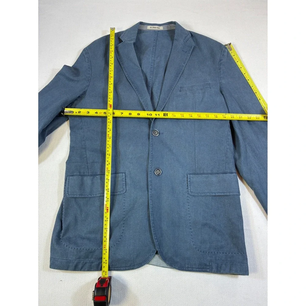Richard Choi The Light Jacket Mens 50 IT Slate Blue Textured‎ Cotton Blazer